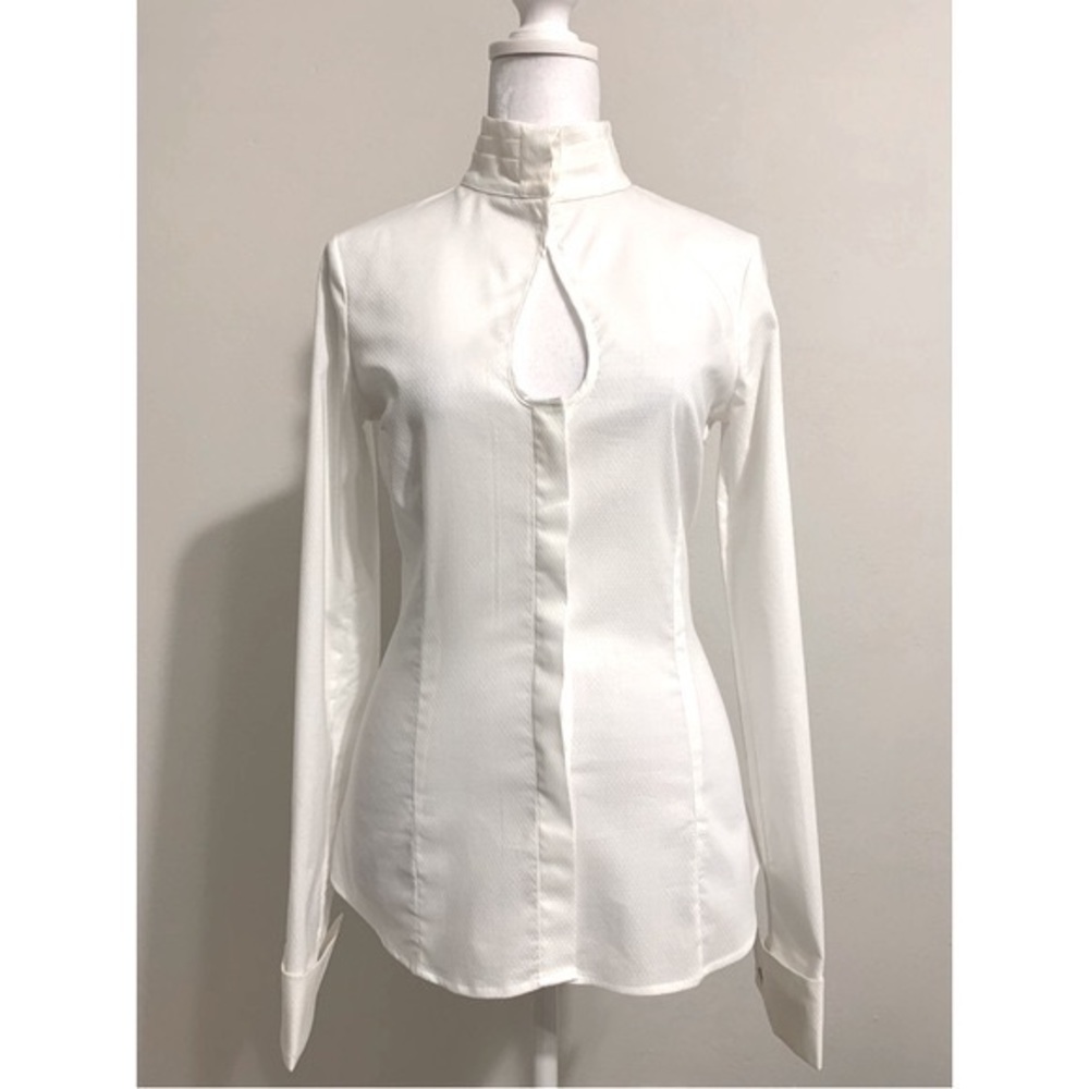 SISLEY | NWT Fitted Button-Up French Cuff Shirt in Soft White XS